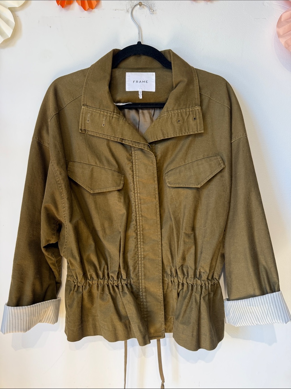 Frame cotton blend canvas peplum jacket Xlarge